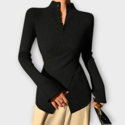 Asymmetrisk knapplångärmad topp – Modern elegans omdefinierad