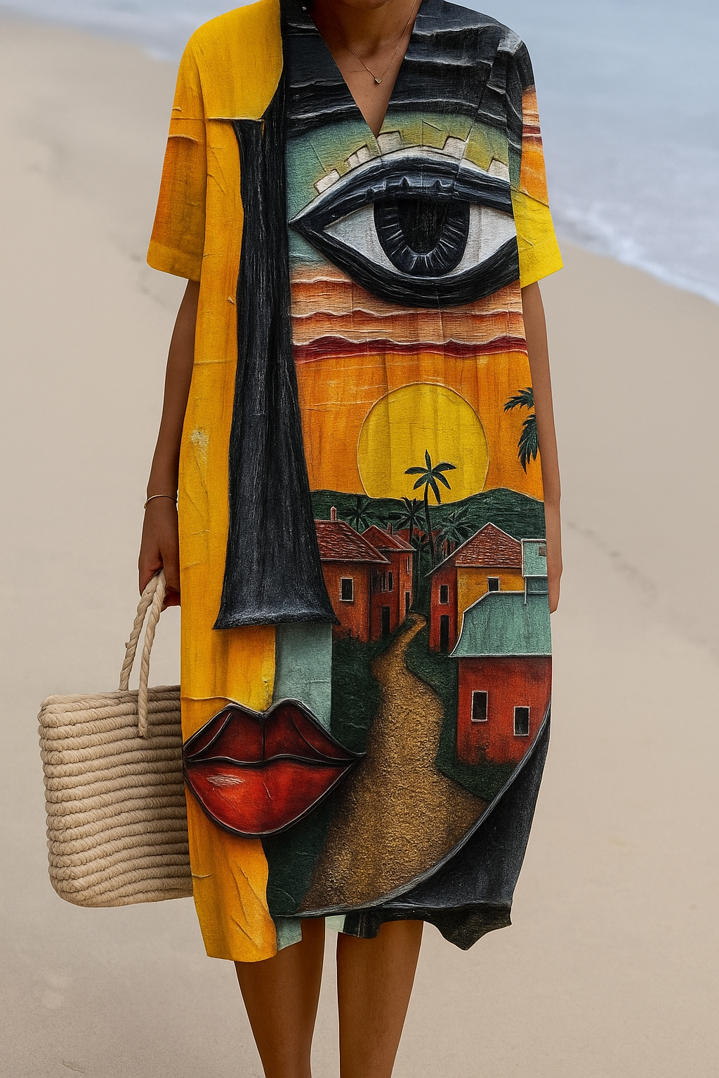 Konstnärligt inspirerad klänning – Naturlig skönhet som fångar blickar