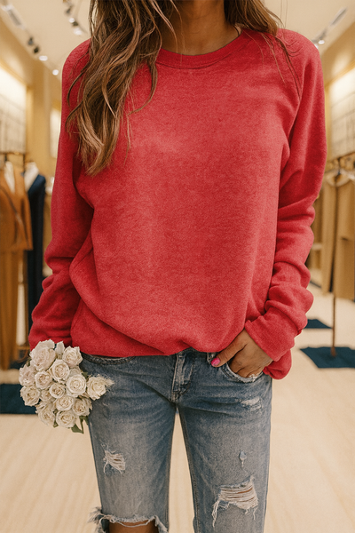 Avslappnad sweatshirt med rund halsringning – Lätt stil med vardaglig komfort