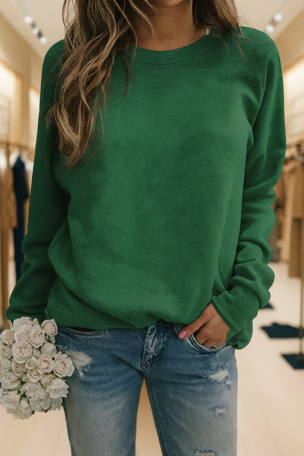 Avslappnad sweatshirt med rund halsringning – Lätt stil med vardaglig komfort