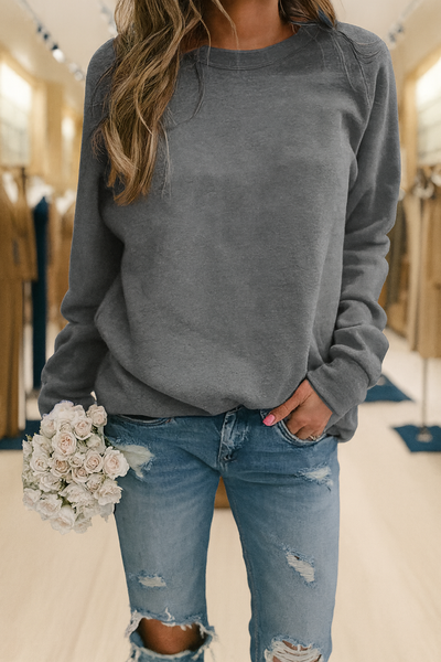 Avslappnad sweatshirt med rund halsringning – Lätt stil med vardaglig komfort