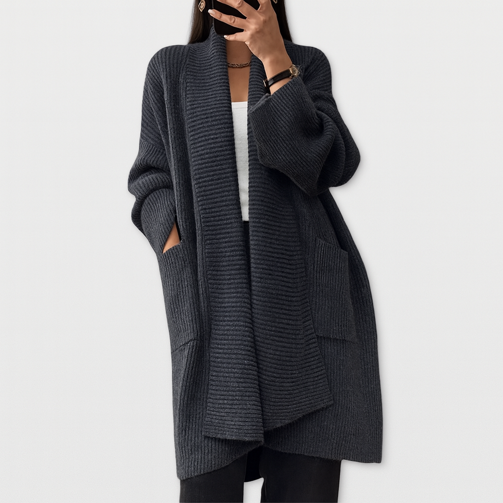 Mysig stickad cardigan – Avslappnad neutral stil