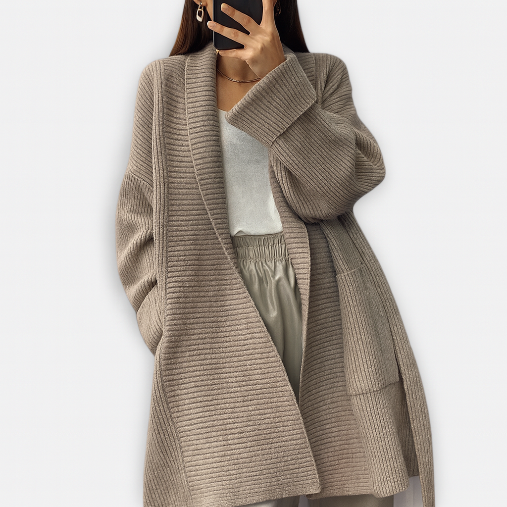 Mysig stickad cardigan – Avslappnad neutral stil