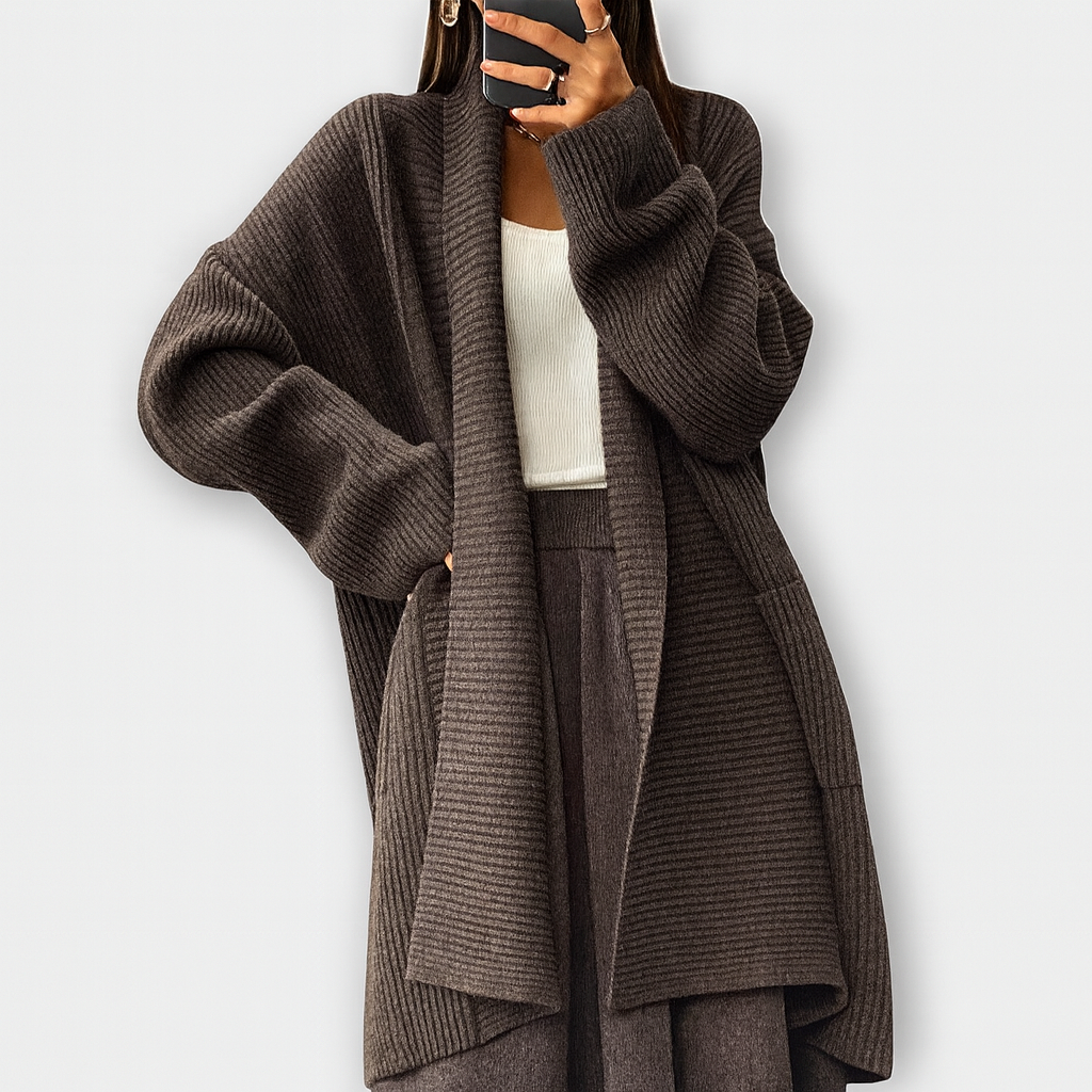 Mysig stickad cardigan – Avslappnad neutral stil