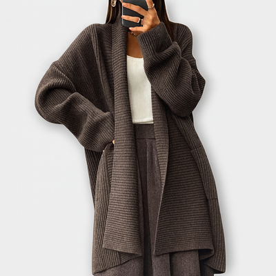 Mysig stickad cardigan – Avslappnad neutral stil