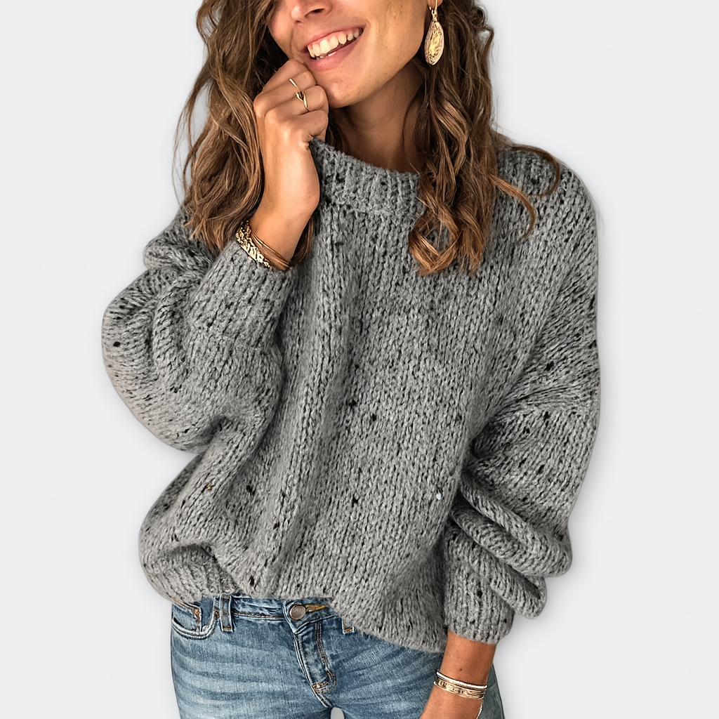 Stickad Oversize-Tröja med Spräckligt Mönster – Avslappnad och Bekväm