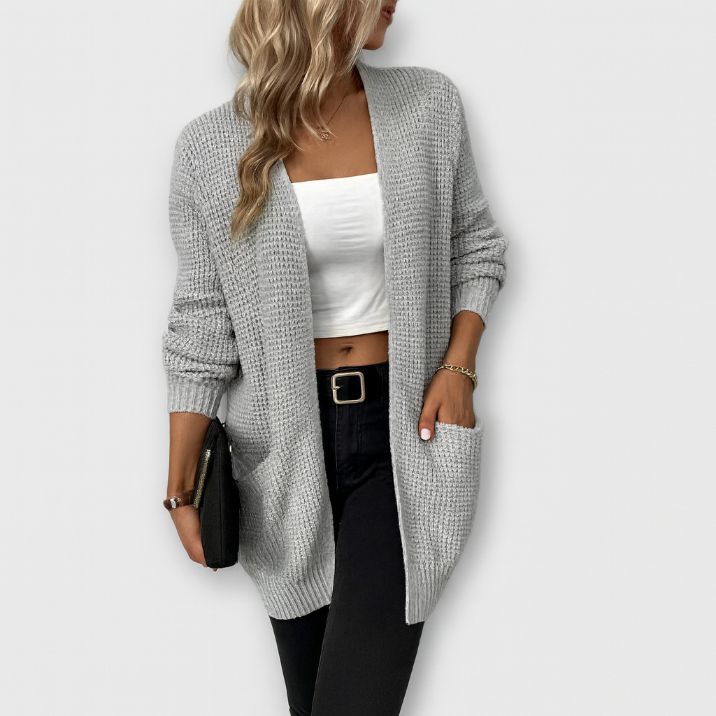 Svart kofta med öppen front – Enkel stil