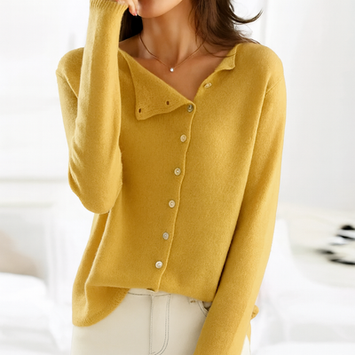 Mysig antracitfärgad cardigan med knappar – Okomplicerad elegans