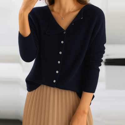 Mysig antracitfärgad cardigan med knappar – Okomplicerad elegans