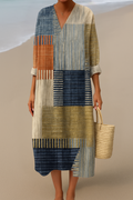 Maxiklänning med patchworkmönster – Naturliga färger för en bohemisk look