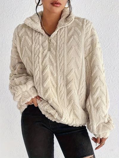 Fleece-Strickpullover – Bekväm värme med enkelt stil