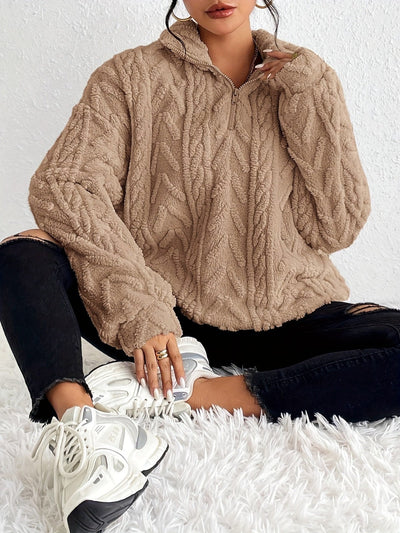 Fleece-Strickpullover – Bekväm värme med enkelt stil