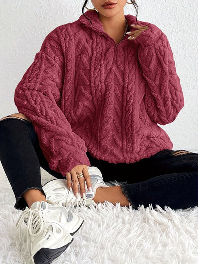 Fleece-Strickpullover – Bekväm värme med enkelt stil